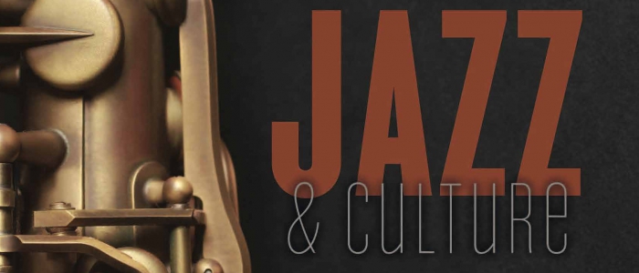 jazz and culture logo with saxophone